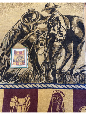 Western Horse Throw Blanket Frazada 60x70 Heavyweight "Home on the Range"